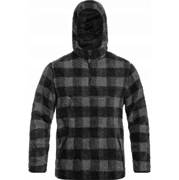 Pánská mikina Fleecová Mikina Mikina fleecová Brandit Teddyfleece Worker Pullover - Černá/Šedá S