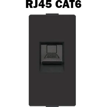 Elektrická zásuvka MODUL 1/2 POČÍTAČOVÁ ZÁSUVKA INTERNETOVÁ RJ45 CAT6 DO ZÁSUVKY PANEL ČERNÁ