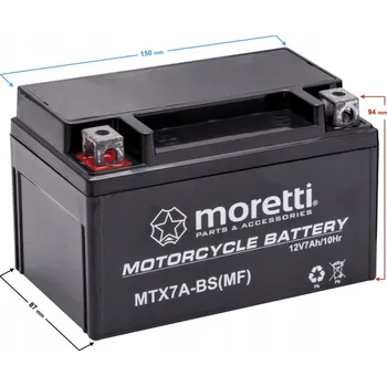 Motobaterie AKUMULÁTOR AGM Moretti YTX7A-BS/MTX7A-BS 7 Ah 12 V