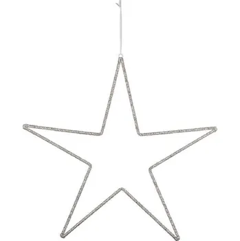 Závěs hvězda korálková, stříbrná, 100x100x1cm (DOPRODEJ)|Ego Dekor