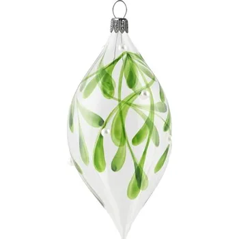 GLASSOR Oliva s dekorem jmelí s perličkami 7 cm Čirá