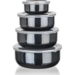 Banquet Sada smaltovaných misek METALLIC Black, 8 ks černá 0,2 l, 0,6 l, 0,9 l, 1,3 l
