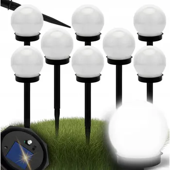 Venkovní osvětlení 8X SOLÁRNÍ LAMPA KOULE LED ZAHRADNÍ BÍLÁ ZAPICHOVACÍ SVĚTLA 34 CM SOLÁRNÍ KOULE