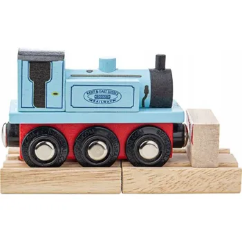 Vláček a vláčkodráha Hračka Bigjigs Rail Dřevěný vláček Teriér modrý