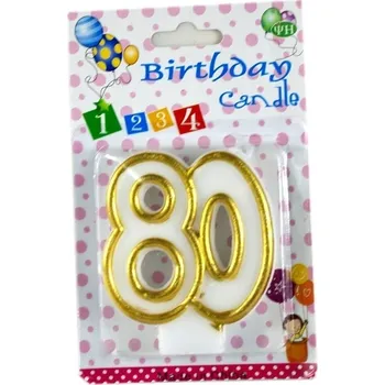 Dortová svíčka Narozeninová svíčka zlatá, zlatá, 80 let dort