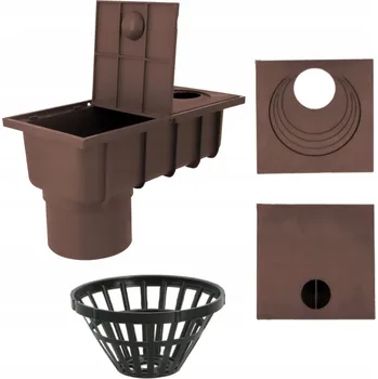 Kanalizační potrubí ČISTIČ ŽLABU VPUSTNÍ ŠACHTA KANALIZAČNÍ VPUST REVÍZNÍ SPODNÍ Ø110 HNĚDÝ DAMIX