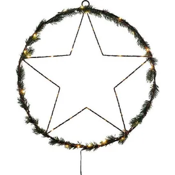 Vánoční dekorace Věnec světelný LED s hvězdou, venkovní, 61x2,5x62cm, ks|Ego Dekor
