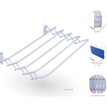 Sušák na prádlo EUROGOLD Sušák nástěnný harmonika 60cm TRIO60