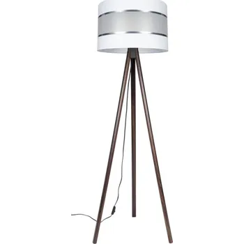 Lampička Stojací lampa CORAL 1xE27/60W/230V hnědá/bílá/chrom