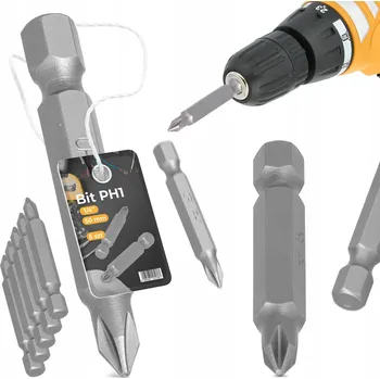Bit 5x BIT ŠROUBOVÁKU PH1 Philips 50mm MAGNETICKÝ HROT Šroubovací 1/4 Dlouhý