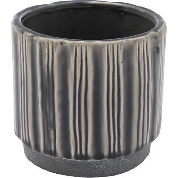 Obal na květináč Obal na květináč, keramika, šedá/krémová, 11,5x11,5x11cm (DOPRODEJ)|Ego Dekor