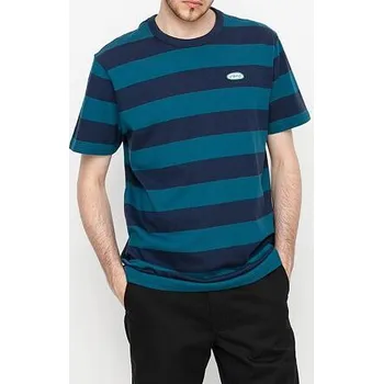 Pánská móda Tričko Vans COLOR MULTIPLIER SS STRIPE CREW Dress Blues/Blue Coral velikost L