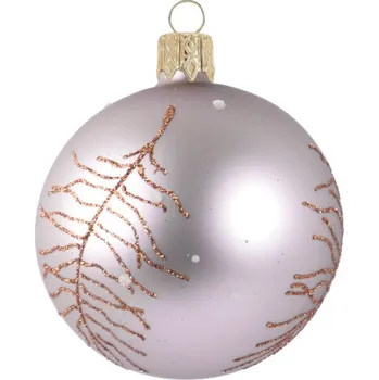 Vánoční dekorace Ozdoba vánoční koule, sv.hnědé kapradí 2, 8cm (DOPRODEJ POSLEDNÍCH KOUSKŮ) - BALENÍ OBSAHUJE 6 ks!|Ego Dekor