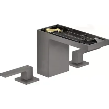 Vodovodní baterie Axor MyEdition Umyvadlová baterie s výpustí Push-Open, 3-otvorová instalace, EcoSmart, kartáčovaný černý chrom/bez destičky, 47072340