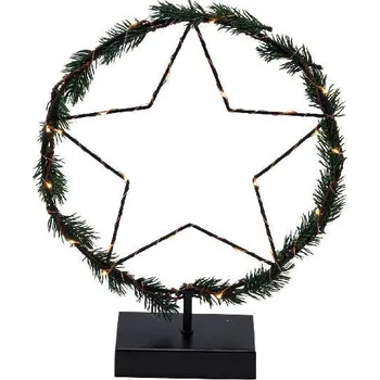 Vánoční dekorace Dekorace věnec světelný LED s hvězdou, na podstavci, venk., 26x7x32cm, ks *|Ego Dekor