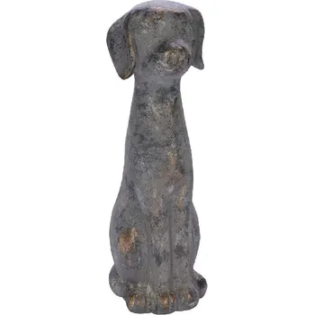 Socha pes MAGNESIA, vel. XL, šedá/zlatá, 17x19x52cm (DOPRODEJ)|Ego Dekor