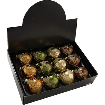 Vánoční dekorace Ozdoby vánoční, zlatá, zelená, stříbrná, hnědá, pr. 8cm, balení obsahuje 4 kusy! (DOPRODEJ)|Ego Dekor