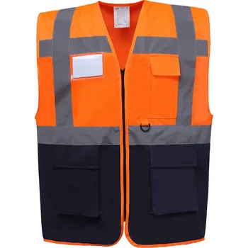 pracovní vesta Yoko Vesta HVW801 Hi-Vis, multifunkční, výstražná COT79W801zw401-hi vis oran S Oranžová fluorescent/navy