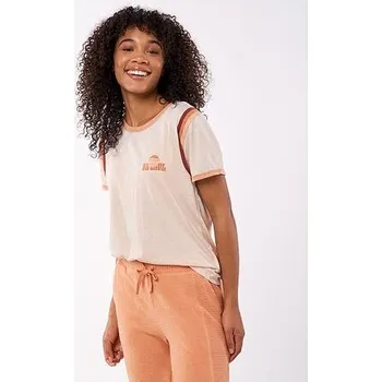 Pánské tričko Tričko Rip Curl MELTING WAVES RINGER TEE Light Peach velikost XS