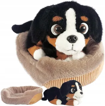 plyšák PLYŠOVÝ PEJSEK NA POLŠTÁŘI podušce plyšová hračka JAKO ŽIVÝ plyšák DÁREK Černá Zvířátko