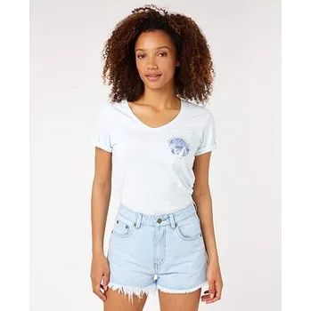 Pánská móda Tričko Rip Curl RE-ENTRY V NECK TEE Sky Blue velikost S