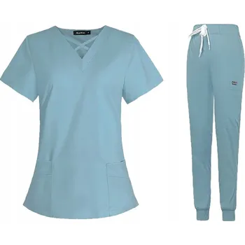 DÁMSKÝ ZDRAVOTNICKÝ KOMPLET SCRUB UNIFORM MODEL 42029 SVĚTLE MODRÝ VELIKOST S