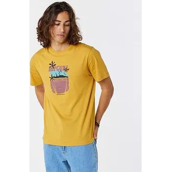 Pánské oblečení Tričko Rip Curl HORIZON FRONT PRINT SSTEE Mustard Gold velikost XL