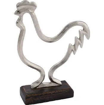 Bytová dekorace Dekorace na podstavci Kohout, stříbrná, 20x5,4x25cm (DOPRODEJ)|Ego Dekor