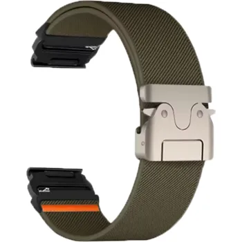 Příslušenství k chytrým hodinkám Nylonový pružný řemínek s kovovou přezkou EasyFit/QuickFit 22 mm na Garmin watch Khaki