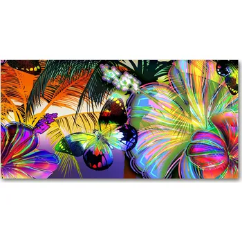 Obraz Kuchyňský panel Květiny a motýl 140x70 cm + LEPIDLO