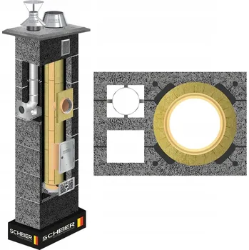 Komín Keramický komínový systém + plyn komín DUO 160 + 80 9m sada vložka UNI + INOX ocel