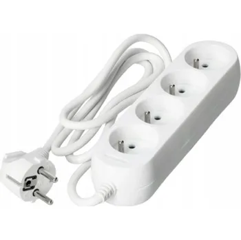 Napájecí kabel PRODLUŽOVACÍ KABEL 4 ZÁSUVKY 1,5m BÍLÝ S UZEMNĚNÍM 4 ZÁSUVKY