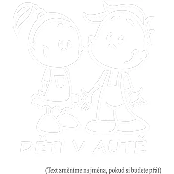 Samolepicí dekorace na vozidlo Děti v autě jména holka a kluk samolepka na auto - černá / 10x11 cm