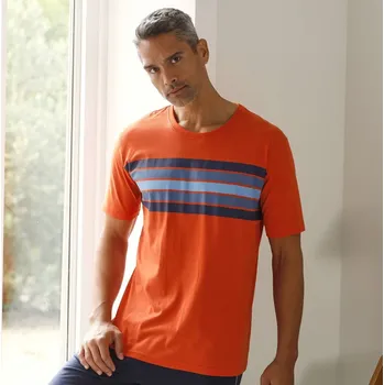 Pánské tričko Blancheporte Pyžamové tričko s pruhy oranžová 107/116
