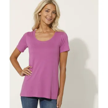 Pánské tričko Blancheporte Jednobarevné tričko s kulatým výstřihem, bio bavlna purpurová 50