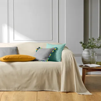 Napínací potah Blancheporte Plátěný přehoz zn. Colombine® na pohovku, jednobarevný režná 140x200 cm