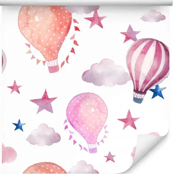 Tapeta Tapeta s balónky, hvězdami a mráčky do dětského pokoje