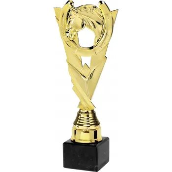 Q393C Plastová soška JEZDECTVÍ - PODKOVA, zlatá barva, výška H