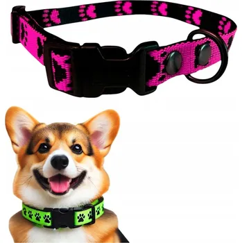 Obojek pro psa MATERIÁLOVÝ OBOJEK SE TLAPKAMI PRO MALÉ A STŘEDNÍ PSY – SLADKÝ, VELIKOST M – SHELBYPETS