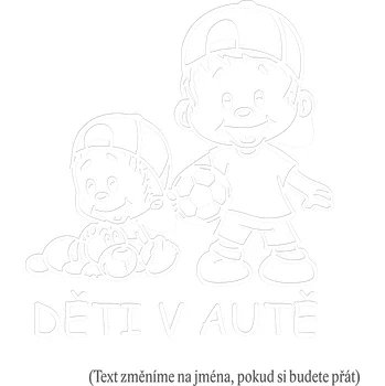 Samolepicí dekorace na vozidlo Děti v autě kluci s balónem samolepka na auto - fialová tmavá / 10x11 cm