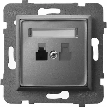 Elektrická zásuvka Ospel Aria Telefonní zásuvka jednoduchá RJ11 Šedá Matná GPT-1U/m/70