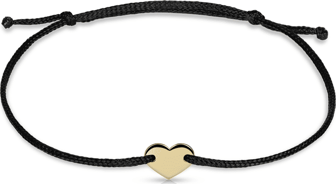 Náramek zlaté srdce s černou šňůrkou Danfil DLB/BLL008, žluté zlato