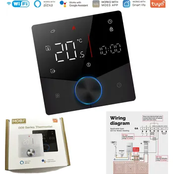Termostat Termostat s otočným knoflíkem pro vodní podlahové topení WIFI TUYA LCD 5A černý