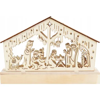 Vánoční dekorace Goliat Dřevěný betlém s LED vánoční dekorace H61-94915-1 241 Dřevěný betlém osvětlený teplým LED světlem, napájený bateriemi typu tyčinky. Udělejte tyto Vánoce ještě výjimečnějšími Vánoční dekorace od firmy Goliat jsou trvanlivým a skvělým řešením pro zdo