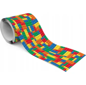 Fototapeta Ozdobný pásek do dětského pokoje – barevné KOSTKY, hračky, dekorace