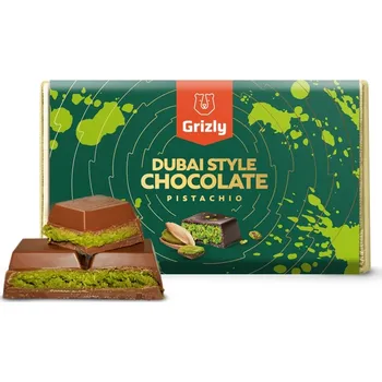 Čokoláda Grizly Dubai Style Chocolate Pistachio mléčná 34 % 190 g