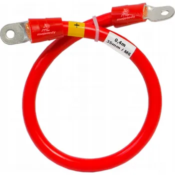 elektrický kabel 40cm červený kabel LGY 35mm² s očkem M6 pro autobaterie