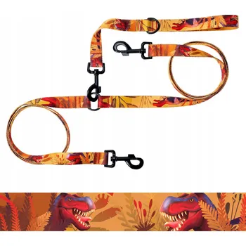 Vodítko pro psa DVOJITÉ VODÍTKO s rozbočovačem a rukojetí pro psy 1,78 m, 2,5 cm Ukory ČERVENÉ