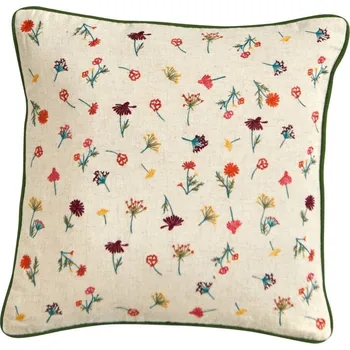 Polštář Blancheporte Čtvercový polštář s výšivkou květin, bavlna/len přírodní