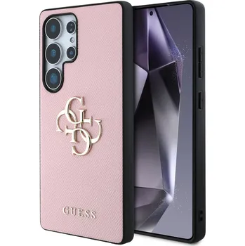 Pouzdro na mobilní telefon Guess PU Grained 4G Metal Logo Zadní Kryt pro Samsung Galaxy S25 Ultra Barva: Růžová